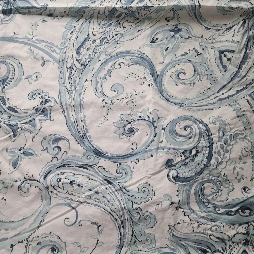 Pottery Barn JOLIE KING Duvet Cover + 1 pillow case Paisley Blue White Cotton